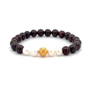 18K Gold Money Coin Ball Gemstones Birthstones Pearl Garnet 6mm